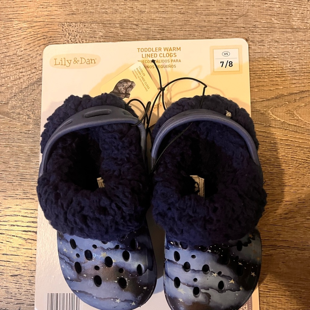 Lily & Dan Toddler Fleece-Lined Clogs in Navy Galaxy